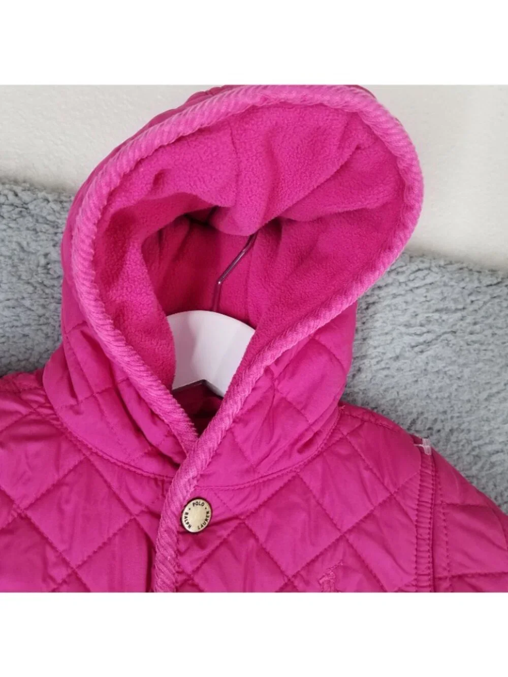 Ralph Lauren Girl's 9M Snowsuit Quilted Hooded One-Piece Winter Fleece Lined